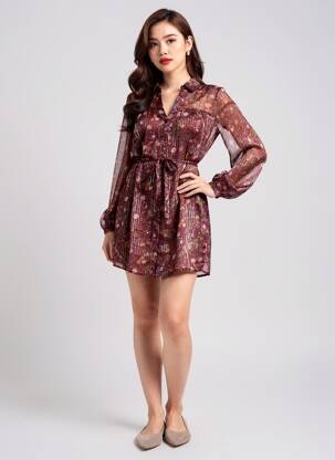 Robe courte manches longues manches longues violet VERO MODA femme