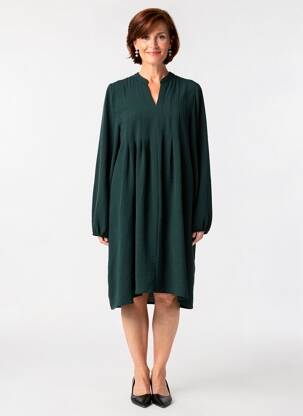 Robe mi-longue coupe fluide manches longues vert JULIE GUERLANDE femme