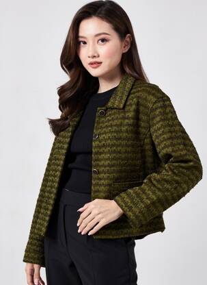 Veste casual poches vert ICHI femme