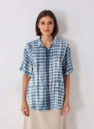 Chemisier manches courtes manches courtes bleu ARTLOVE femme