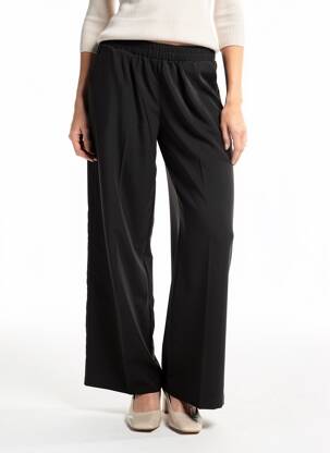 Pantalon large tissage crêpe taille normale noir GRACE & MILA femme