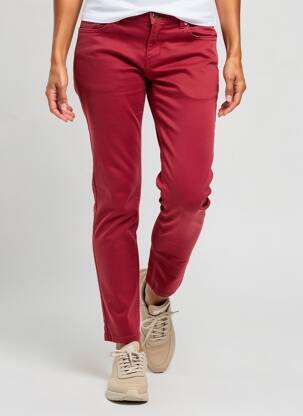 Pantalon slim tissage popeline taille normale rouge C'EST BEAU LA VIE femme