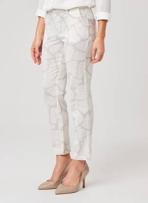 Pantalon 7/8 taille à pinces taille normale blanc YAYA femme