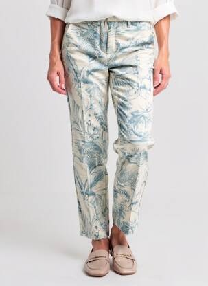 Pantalon chino tissage popeline taille normale bleu YAYA femme