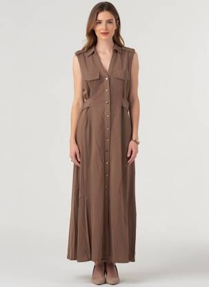 Robe longue manches courtes manches courtes marron TIFFOSI femme