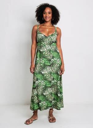 Robe mi-longue sans manche sans manche vert GEISHA femme