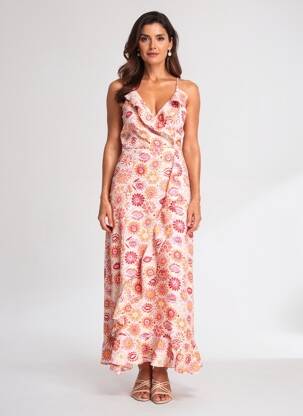 Robe longue tissage popeline sans manche orange MOLLY BRACKEN femme