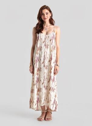 Robe longue tissage popeline fines bretelles blanc FREEMAN T.PORTER femme