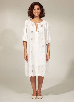 Robe mi-longue manches courtes manches courtes blanc RINO & PELLE femme