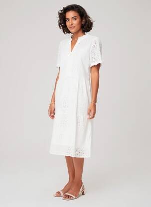 Robe mi-longue manches courtes manches courtes blanc STREET ONE femme