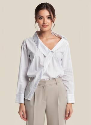 Chemisier coupe droite manches longues bleu FREEMAN T.PORTER femme