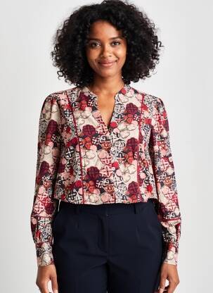 Chemisier imprimé fleurs manches longues rouge WHITE STUFF femme