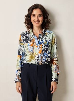 Chemisier imprimé fantaisie manches longues bleu WHITE STUFF femme