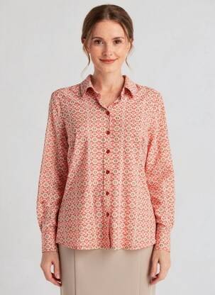 Chemisier coupe cintrée manches longues orange SURKANA femme