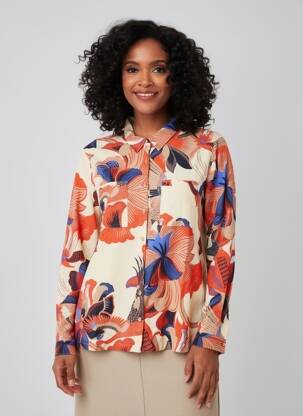 Chemisier imprimé fleurs manches longues beige WHITE STUFF femme