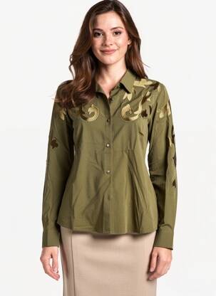 Chemisier tissage crêpe manches longues vert FREEMAN T.PORTER femme