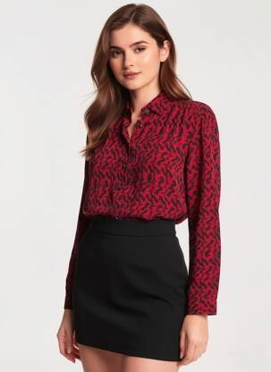 Chemisier coupe cintrée manches longues rouge FREEMAN T.PORTER femme