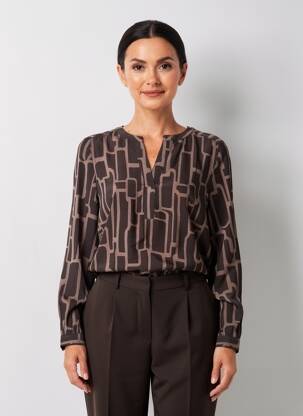 Blouse tissage popeline manches longues marron STREET ONE femme
