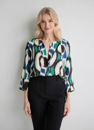 Blouse tissage popeline manches 3/4 vert MOLLY BRACKEN femme