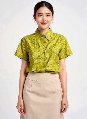 Chemisier manches courtes manches courtes vert SURKANA femme