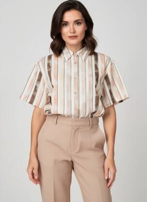 Chemisier manches courtes manches courtes beige SURKANA femme