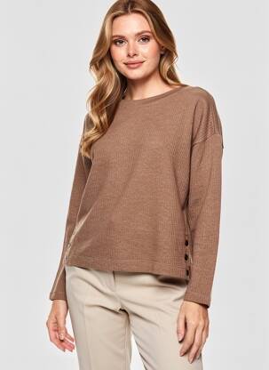 Sweat-shirt stretch manches longues marron STREET ONE femme