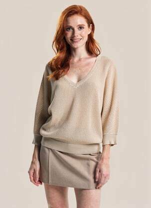 Pull maille ajourée manches 3/4 or FREEMAN T.PORTER femme