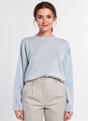 Pull coupe cintrée manches longues bleu RINO & PELLE femme