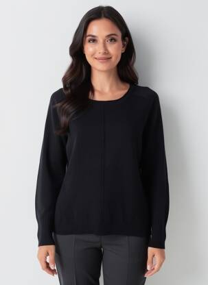Pull stretch manches longues noir WHITE SUN femme