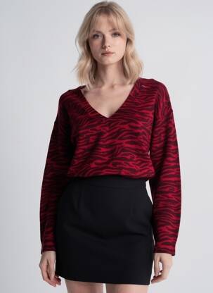 Pull col v manches longues rouge FREEMAN T.PORTER femme