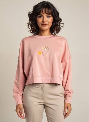 Sweat-shirt broderie manches longues rose BLUTSGESCHWISTER femme