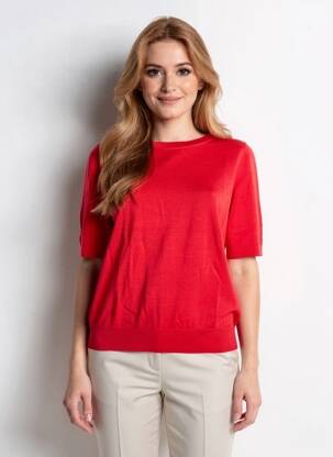 Pull stretch manches courtes rouge STREET ONE femme