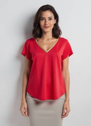 T-shirt coupe droite manches courtes rouge MOLLY BRACKEN femme
