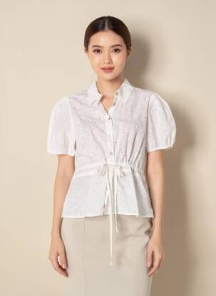 Chemisier manches courtes manches courtes blanc TIFFOSI femme