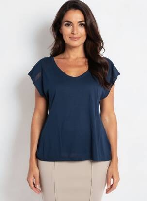 T-shirt col v manches courtes bleu STREET ONE femme