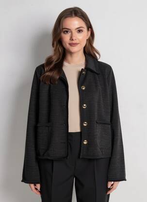 Veste casual col tailleur noir ICHI femme