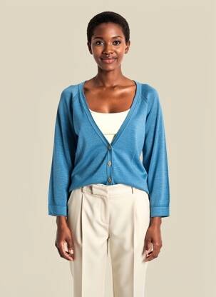 Gilet manches longues stretch bleu WHITE STUFF femme
