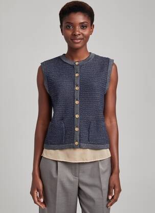 Gilet sans manche poches bleu WHITE STUFF femme