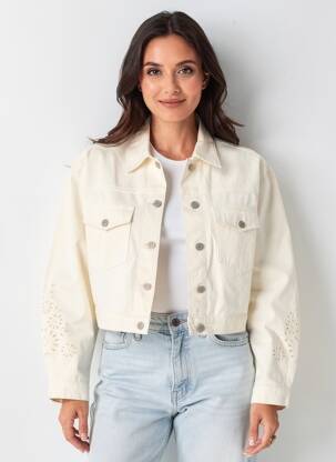 Veste casual poignets boutonnés avec fente beige MOLLY BRACKEN femme