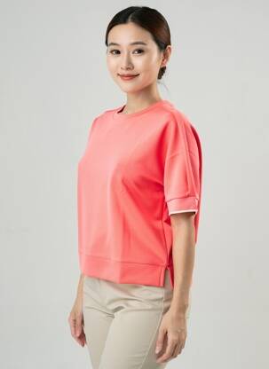Sweat-shirt stretch manches courtes rose STREET ONE femme