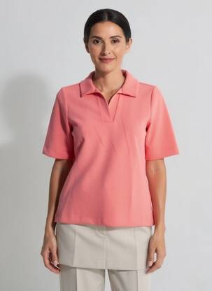 Polo coupe droite manches courtes rose STREET ONE femme