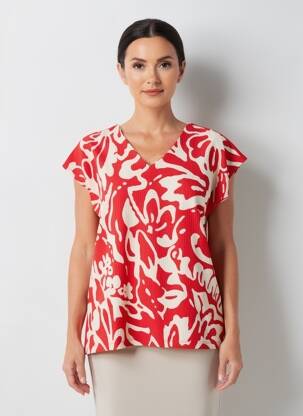 T-shirt coupe droite manches courtes rouge STREET ONE femme