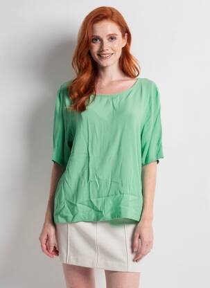 Blouse fermeture boutonnée au dos manches courtes vert ICHI femme