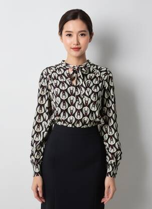Blouse imprimé fantaisie manches longues noir BLUTSGESCHWISTER femme
