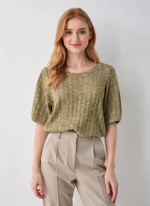 Pull maille ajourée manches courtes vert FREEMAN T.PORTER femme