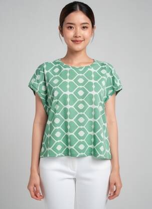 Sweat-shirt stretch manches courtes vert BLUTSGESCHWISTER femme