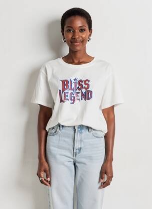 T-shirt sérigraphie avec strass manches courtes blanc FREE BOY femme