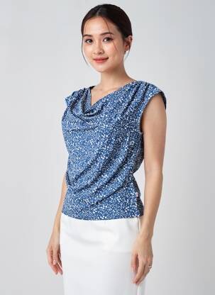 Blouse imprimé fleurs sans manche bleu BLUTSGESCHWISTER femme