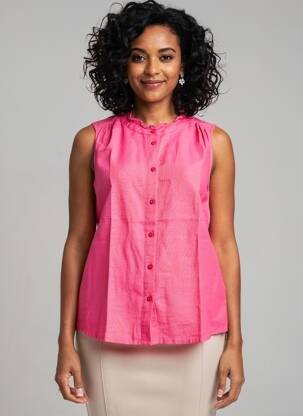 Chemisier tissage crêpe sans manche rose STREET ONE femme