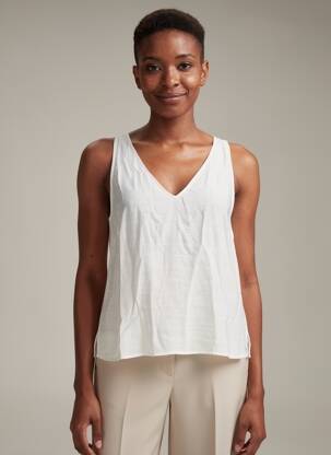 Top coupe fluide sans manche blanc SURKANA femme